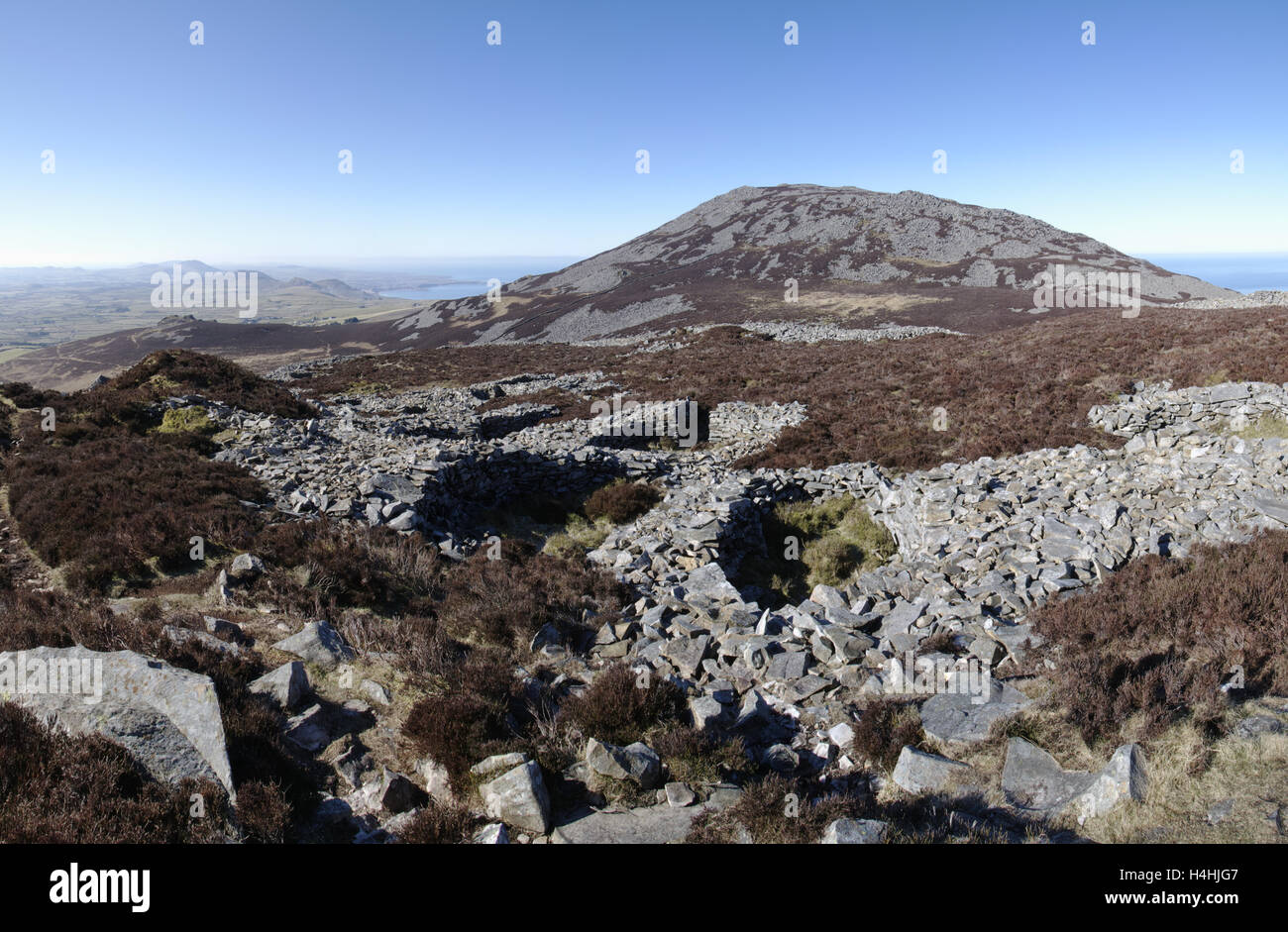 Tre`r Ceiri, Iron Age Hillfort North Wales, Stock Photo